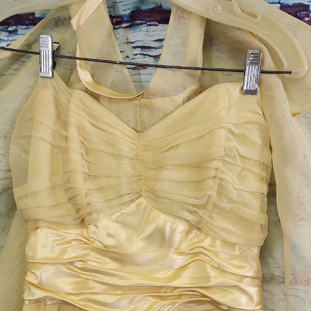 VTG 1950'S PROM Maxi Dress with Sheer Overlay Size M - Picture 2 of 6